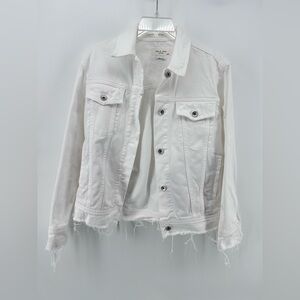 rag and bone White Destroyed denim jacket women Size Xs Oversized